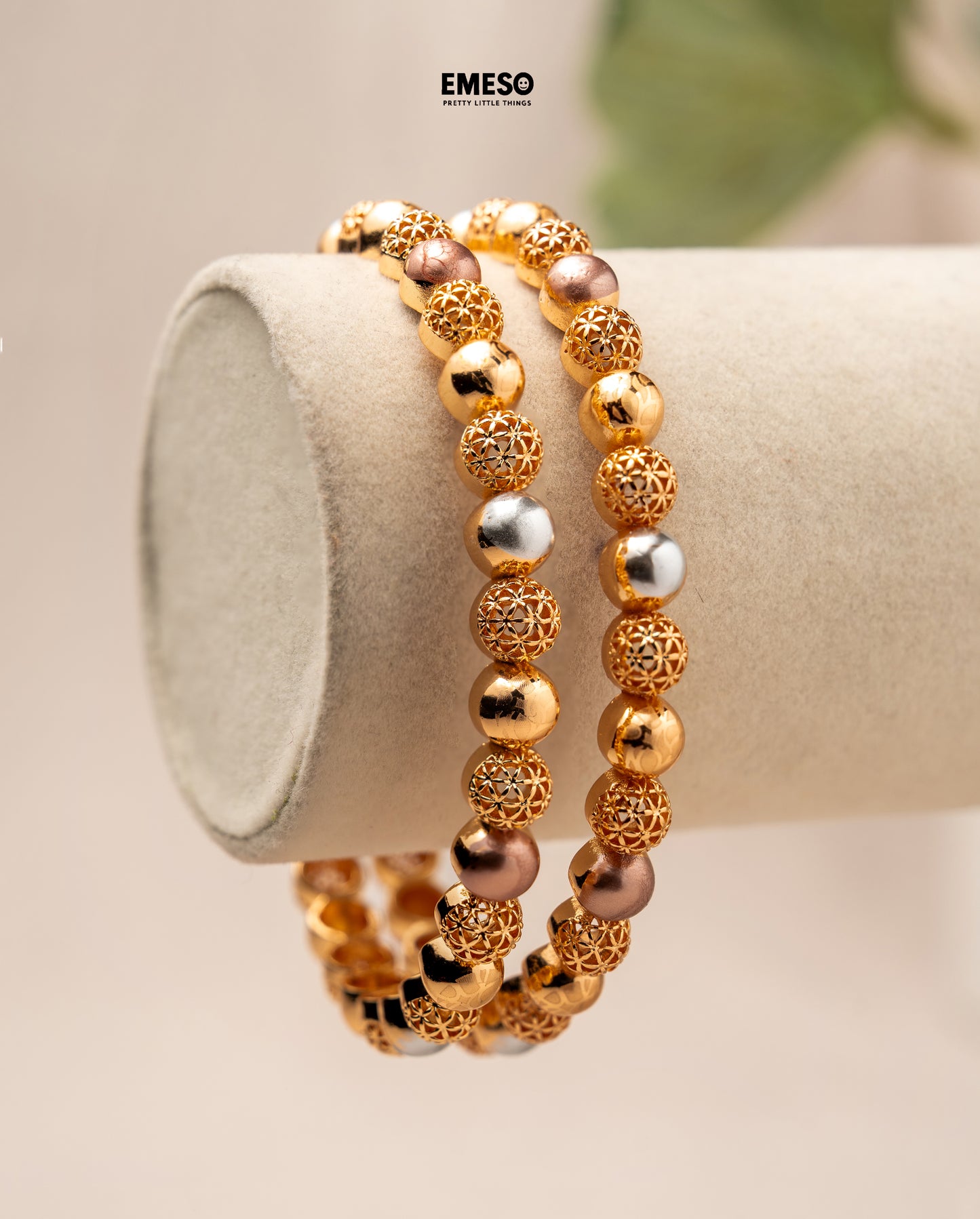 Mixed Metal Bead Bangles