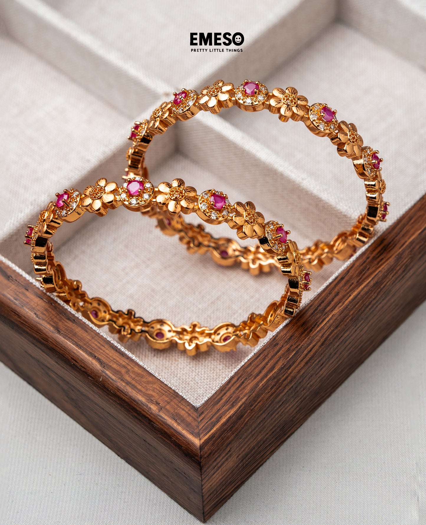 Floral Peacock Gold Plated Red Stone Nagas Bangle