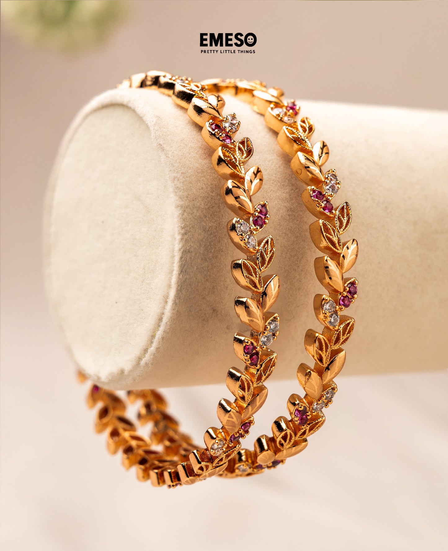 Antique Signature Ruby Emerald Kada Bangles