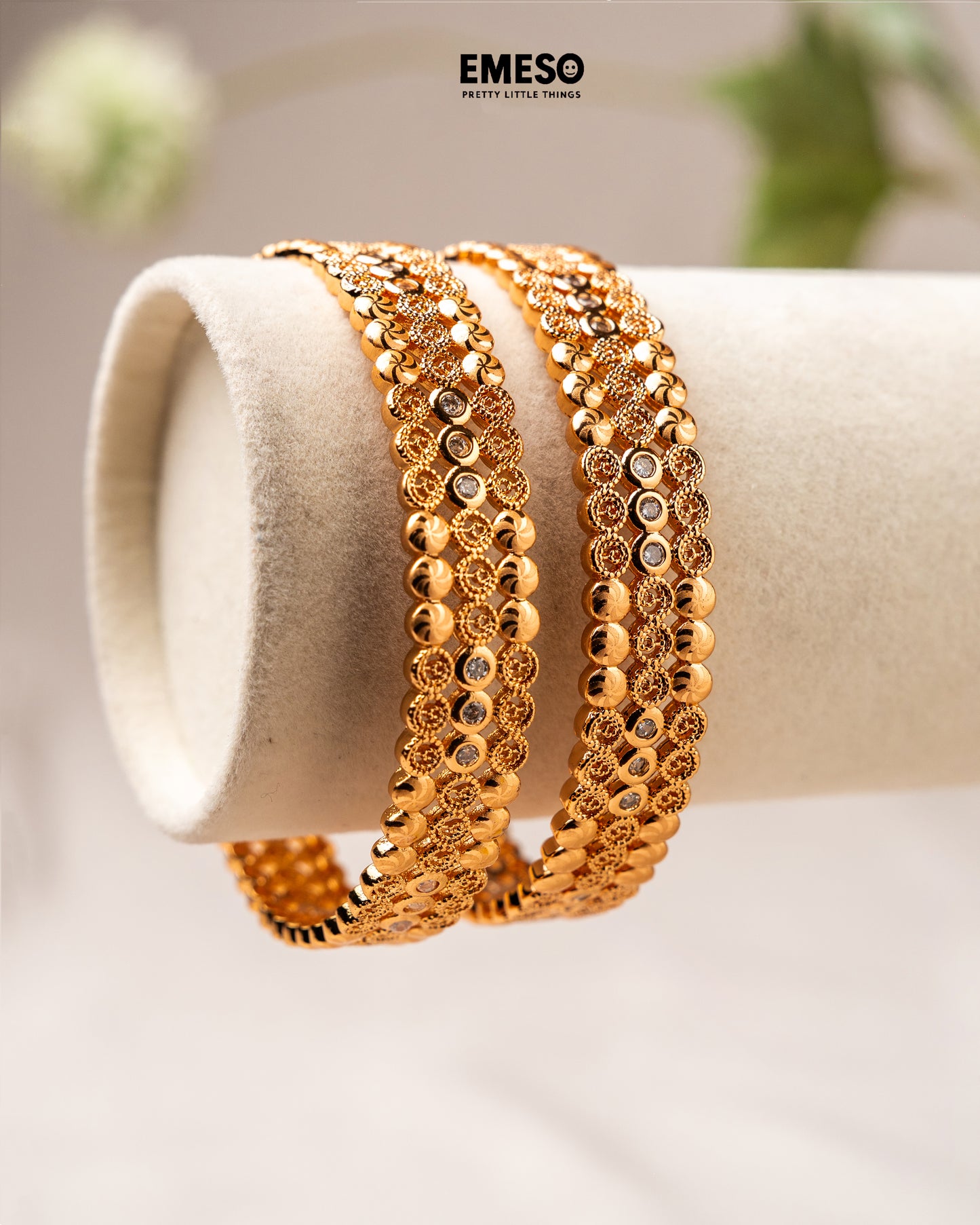 Matte finish cz white lakshmi bangles