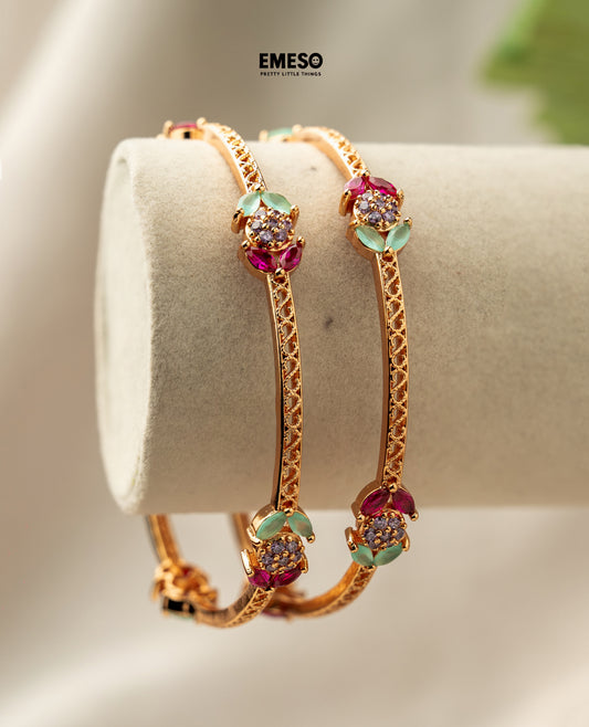 Emerald Ruby Bloom Bangles
