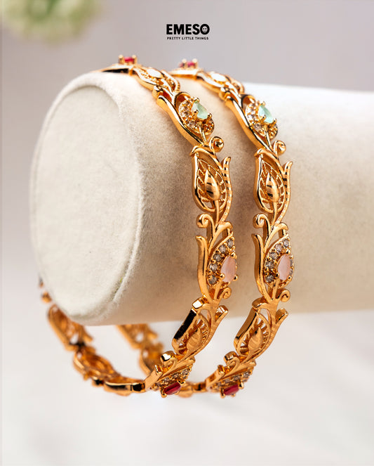 Ruby emerald stones kambi bangles