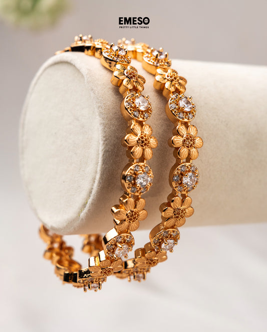 White Stone Bangle: Golden Finish Kada - Ethnic Bridal Jewelry - Etsy New Zealan