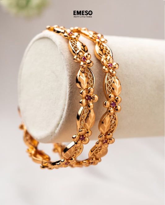 Gorgeous Ruby and Emerald Forming Gold Bangles