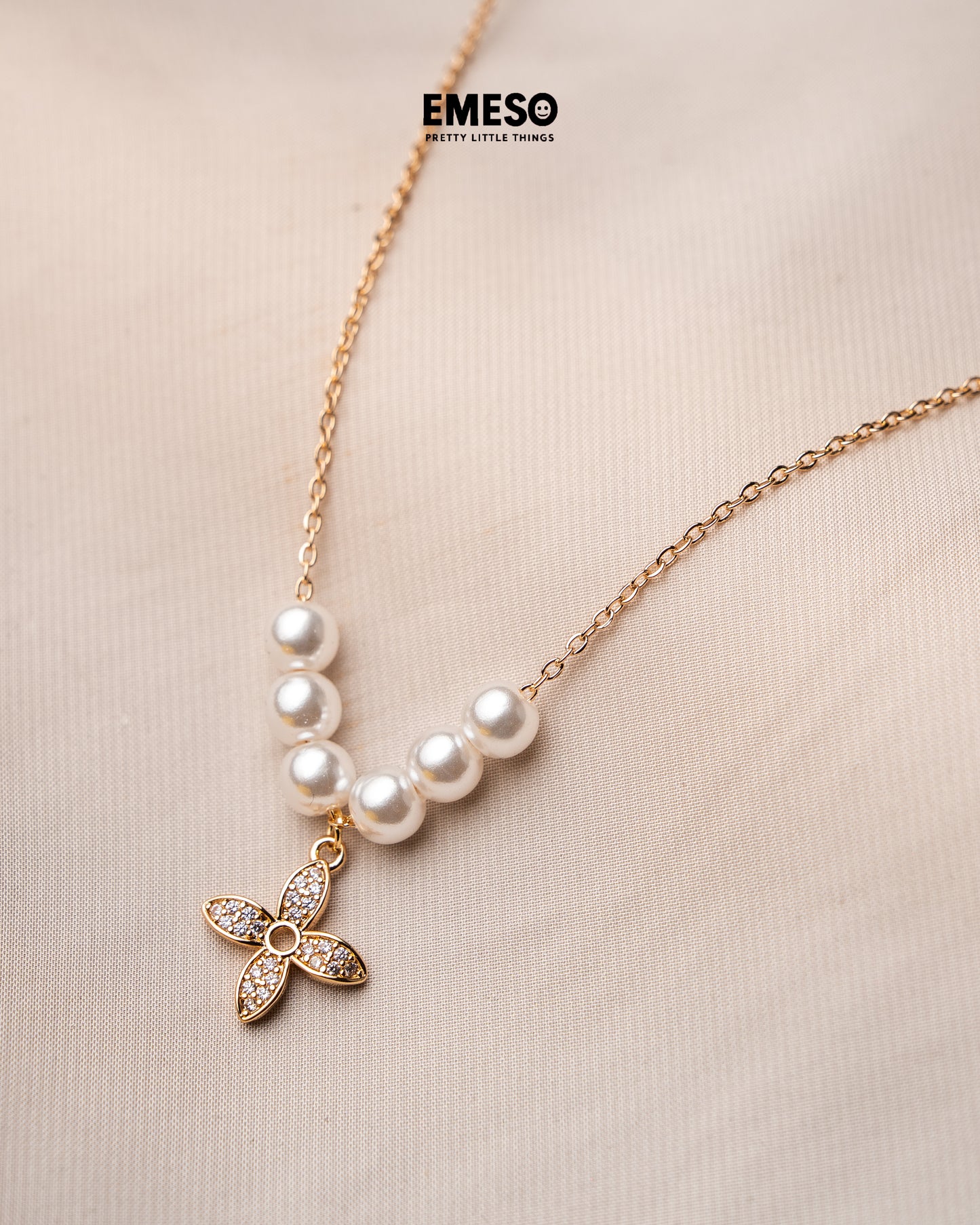 Pearl & Stone Beaded Chain Style Necklace