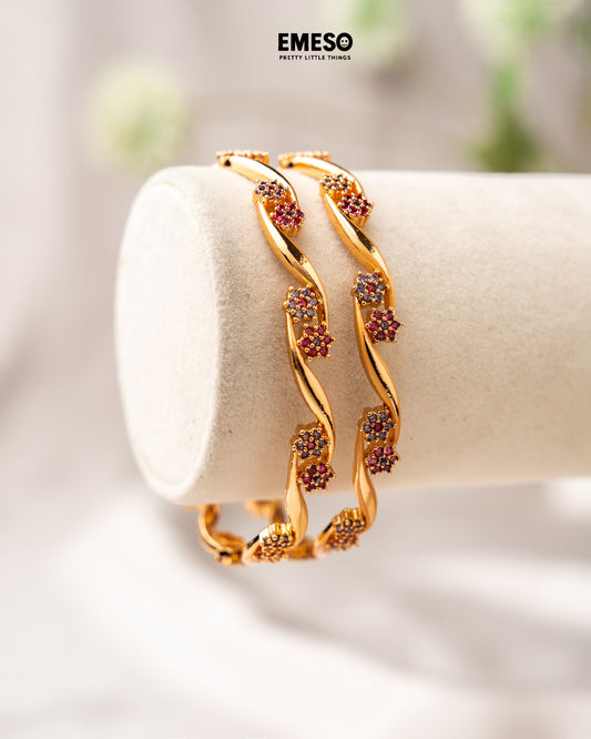 Wavy Cluster Bangles Purple stone